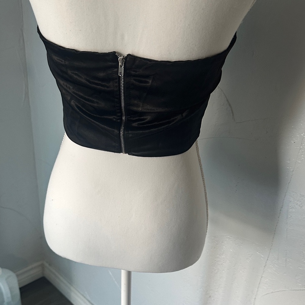 Nasty Gal Black Satin Crop Top - Picture 3 of 14
